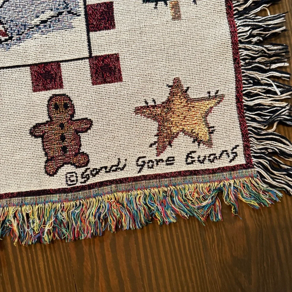 Christmas Tapestry Blanket Peppermint Hills Sandi Gore Evans Snowman Throw 50x60